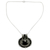 Onyx flower necklace, 'Traditional Chic' - Onyx Pendant Necklace in Oxidized Sterling Silver from India