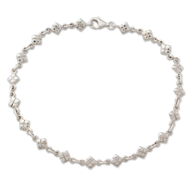 Sterling silver anklet, 'In Diamonds' - India Sterling Silver Ankle Jewelry