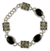 Onyx floral bracelet, 'Summer Night' - Artist Sterling Silver and Onyx Bracelet India jewellery