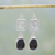 Onyx flower earrings, 'Summer Night' - Hand Made Floral Onyx and Silver Dangle Earrings