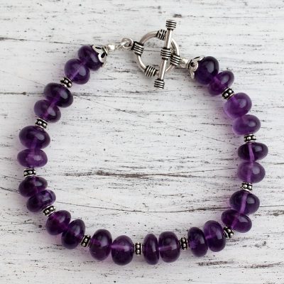 Amethyst beaded bracelet, 'Violet Treasures' - Amethyst beaded bracelet