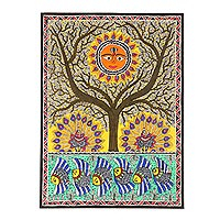 Madhubani-Gemälde, „Baum des Lebens“ – Indisches Madhubani-Gemälde