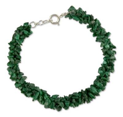 Fair Trade Artisan Crafted Jewelry Malachite Bead Bracelet