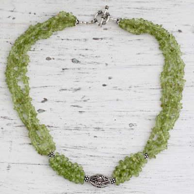 Peridot beaded necklace, 'Natural Sophistication' - Peridot beaded necklace