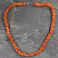 Lange Karneol-Perlenkette, „Sunset Glow“ – Perlenkarneol-Halskette, handgefertigter Schmuck