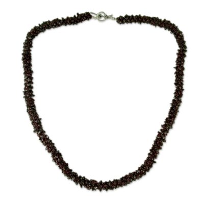 Garnet long beaded necklace,