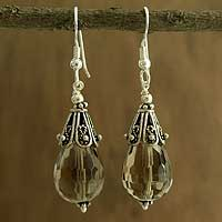 Smoky quartz dangle earrings, 'Rajasthan Melody' - Smoky Quartz and Sterling Silver Dangle Earrings