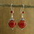 Carnelian dangle earrings, 'Gujurati Ode' - Carnelian dangle earrings