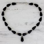 Onyx Y necklace, 'Radiant Black' - Onyx Y necklace