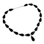 Onyx Y necklace, 'Radiant Black' - Onyx Y necklace