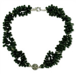 Onyx cluster necklace, 'Radiant Night' - Onyx cluster necklace