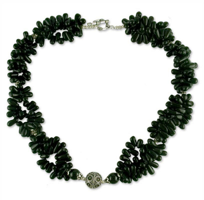 Onyx cluster necklace, 'Radiant Night' - Onyx cluster necklace