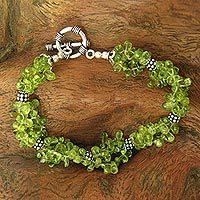 Peridot beaded bracelet, 'Song of Summer' - Unique Peridot Birthstone Bracelet from India