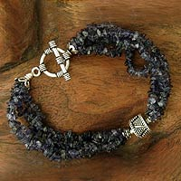 Iolite beaded bracelet, 'Regal Blue' - Iolite beaded bracelet