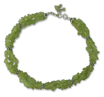 Fair Trade Peridot Birthstone Sterling Silver Beaded Anklet