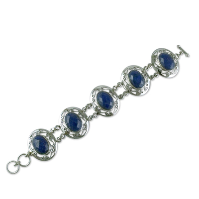 Lapis lazuli link bracelet, 'Seductive Blue' - Women's Bracelet Sterling Silver and Lapis Lazuli Jewellery