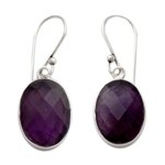 Amethyst drop earrings, 'Love's Grandeur' - Sterling Silver Amethyst Earrings Fair Trade Jewelry