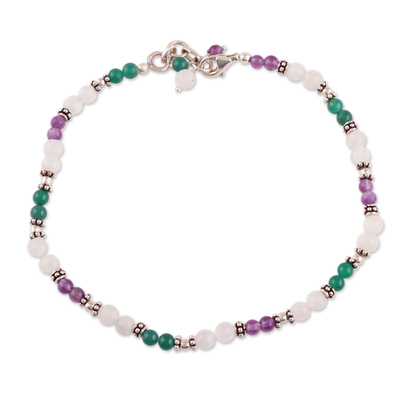Amethyst and Rainbow Moonstone Anklet