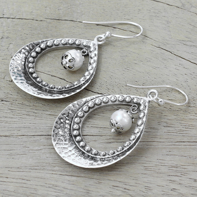 Pendientes colgantes de perlas - Pendientes de perlas y plata de ley hechos a mano
