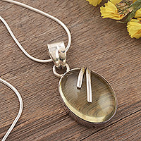 Sterling silver pendant necklace, 'Green Admiration' - Sterling silver pendant necklace