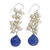 Pearl and chalcedony cluster earrings, 'Navy Shimmer' - Blue Chalcedony Earrings with Pearls and Sterling Silver (image 2a) thumbail
