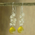 Pearl and chalcedony cluster earrings, 'Golden Shimmer' - Pearl and chalcedony cluster earrings (image 2) thumbail