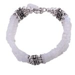 Rainbow moonstone beaded bracelet, 'Pure Love' - Beaded Jewelry Rainbow Moonstone Bracelet Sterling Silver 