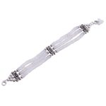 Rainbow moonstone beaded bracelet, 'Pure Love' - Beaded Jewelry Rainbow Moonstone Bracelet Sterling Silver 