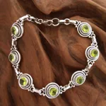 Peridot link bracelet, 'Green Mystique' - Peridot Bracelet Women's Sterling Silver Bracelet
