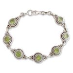 Peridot link bracelet, 'Green Mystique' - Peridot Bracelet Women's Sterling Silver Bracelet