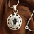 Blue topaz pendant necklace, 'Sky Halo' - Sterling Silver with Blue Topaz Floral Necklace Jewelry thumbail