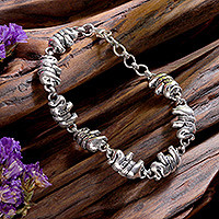 Sterling silver link bracelet, 'Fortunate Elephants' - Elephant Jewellery Bracelet Sterling Silver from India