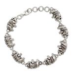 Sterling silver link bracelet, 'Fortunate Elephants' - Elephant Jewelry Bracelet Sterling Silver from India