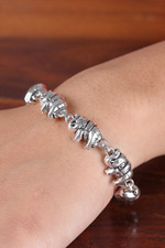 Sterling silver link bracelet, 'Fortunate Elephants' - Elephant Jewelry Bracelet Sterling Silver from India