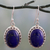 Lapis lazuli dangle earrings, 'Blue Mystique' - Hand Crafted Sterling Silver and Lapis Lazuli Earrings thumbail