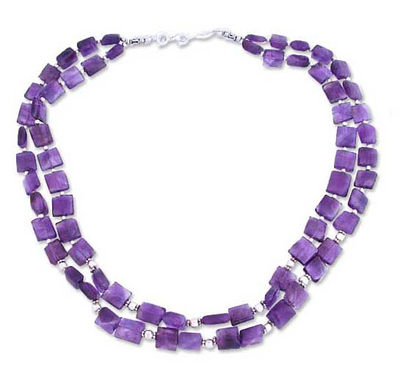 Amethyst strand necklace, 'Earthly Paradise' - Amethyst strand necklace