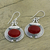 Carnelian dangle earrings, 'Desire' - Artisan jewellery Earrings with Carnelian and Sterling Silve (image 2b) thumbail