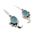 Blue chalcedony dangle earrings, 'Hindu Harmony' - Hand Made Sterling Silver and Chalcedony Earrings