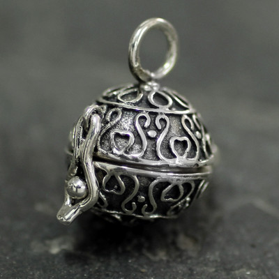Sterling silver locket pendant, 'My Prayers' - Heart jewellery Locket Pendant in Sterling Silver