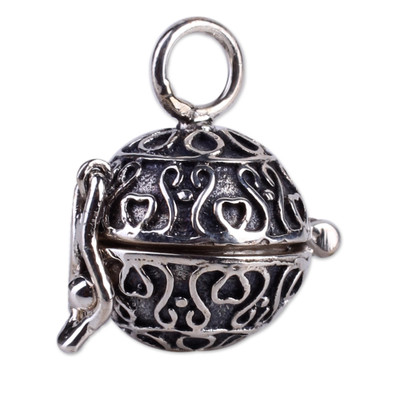Sterling silver locket pendant, 'My Prayers' - Heart jewellery Locket Pendant in Sterling Silver