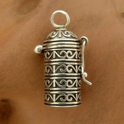 Sterling silver locket pendant, 'Fervent Prayer' - Hand Crafted Sterling Silver Prayer Locket Pendant