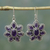 Amethyst dangle earrings, 'Purple Blossom' - Unique Floral Sterling Silver and Amethyst Dangle Earrings thumbail