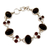 Onyx and garnet link bracelet, 'Festive Night' - Onyx and Garnet Bracelet from India Silver Jewelry 