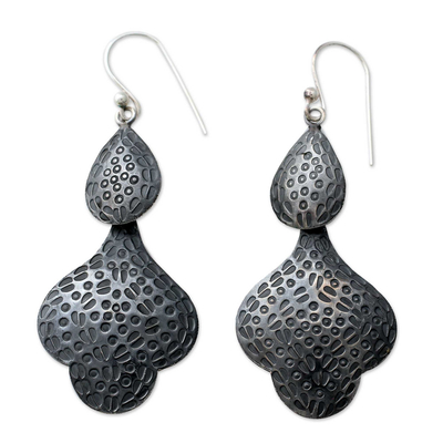 Sterling silver dangle earrings, 'Forest Shadow' - Dark Sterling Silver Dangle Earrings from India