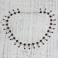Garnet India Necklace Artisan Crafted with Silver,'Gratitude'