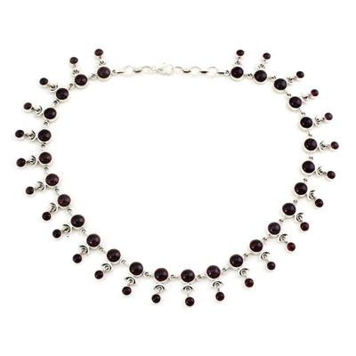 Garnet India Necklace Artisan Crafted with Silver