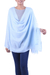Angora wool shawl, 'Sky Meditation' - India Blue Angora Wool Shawl Wrap