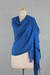 Angora wool shawl, 'Azure Meditation' - Angora wool shawl thumbail