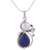 Cultured pearl and lapis lazuli pendant necklace, 'Blue Midnight' - Hand Made Women's Sterling Silver Lapis Lazuli and Pearl (image 2b) thumbail