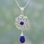 Lapis lazuli pendant necklace, 'Wise Love Chakra' - Lapis Lazuli and Sterling Silver Necklace Indian Jewelry thumbail
